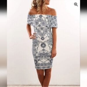 BLOSSOM | ✨NEW✨ Chic Strapless White and Blue Dress